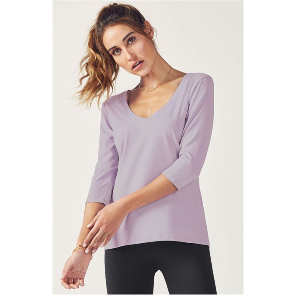 Fabletics Samantha Performance Lightweight Knit Cotton Feel Stretchy Top II XS